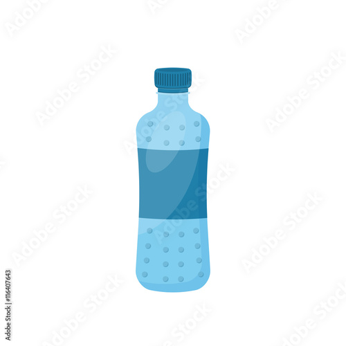 Flask with water in a flat style for camping, hiking or travel. Drink bottle. Vector illustration.