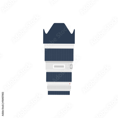 Photography. Photo camera in a flat style with lens. Photoshooting.Photographing equipment.Vector illustration.