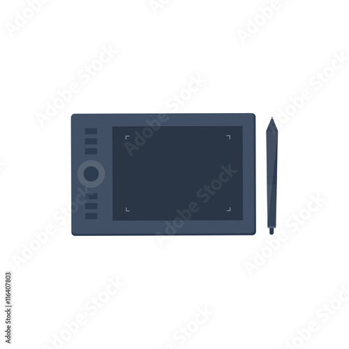 Graphic tablet in a flat style. Digital drawing. Web design. Graphics. Vector illustration.