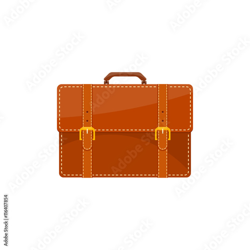 Business briefcase in a flat style. Suitcase, bag for documents. Vector illustration.