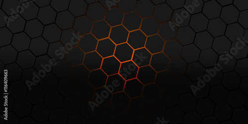 black and orange hexagons modern background illustration