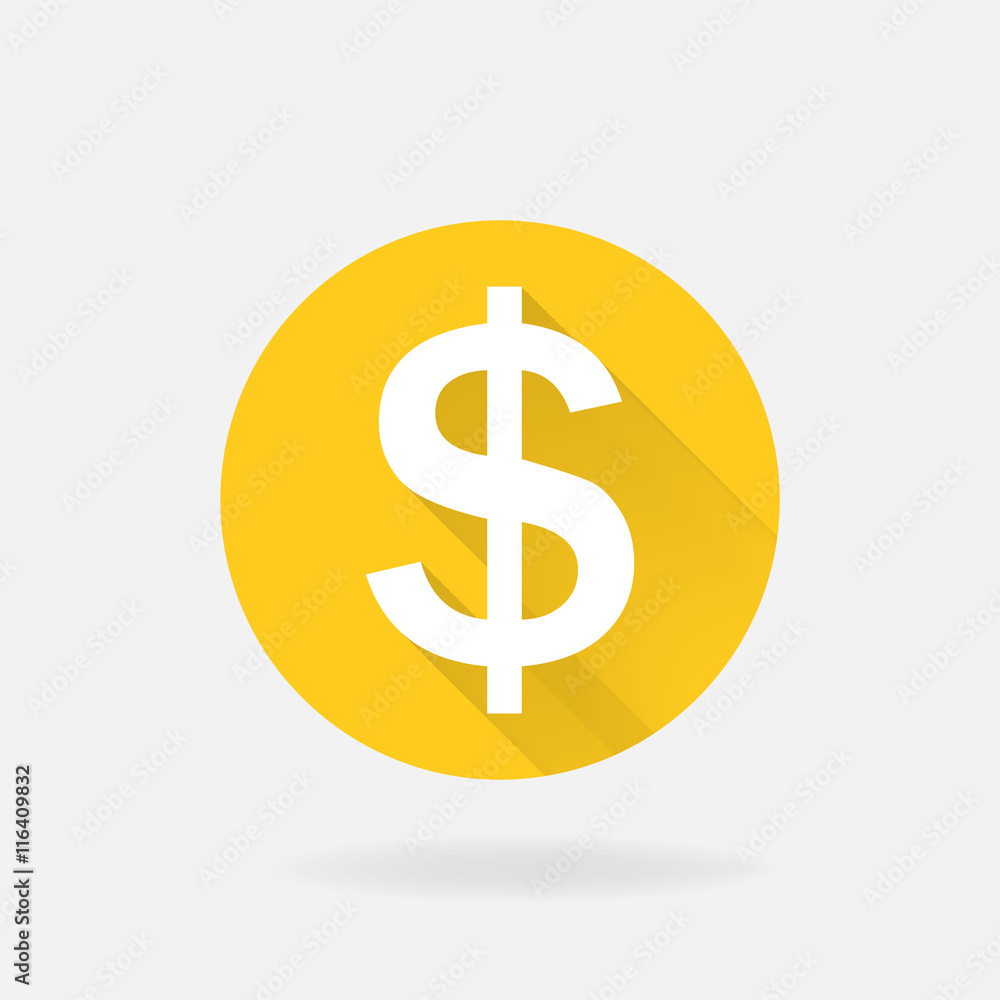 Flat dollar icon. Flat dollar icon.