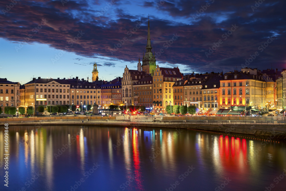 Stockholm. Image of Stockholm, Sweden during twilight blue hour.