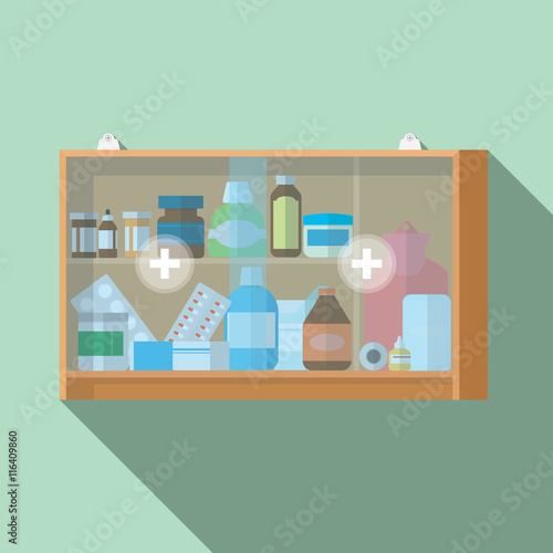 medicine cabinet vector flat design.