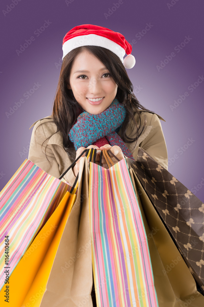 Happy shopping girl holding bags Happy shopping girl holding bags
