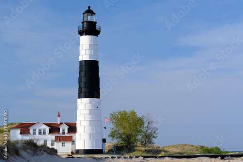 Big Sable Point Lighthouse in dunes, built in 1867