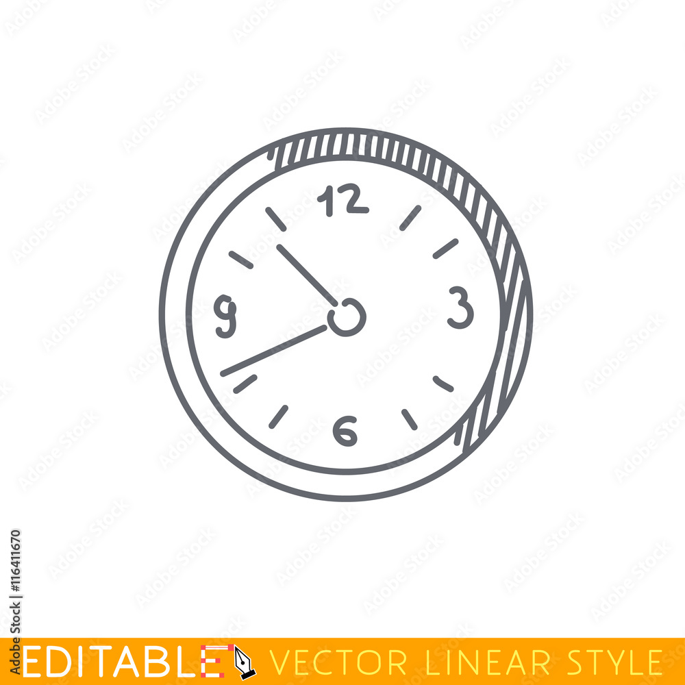 Wall clock icon. Editable vector graphic in linear style. Wall clock icon. Editable vector graphic in linear style.