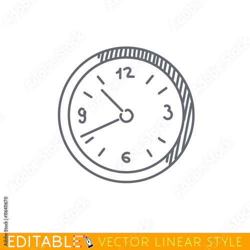 Wall clock icon. Editable vector graphic in linear style.