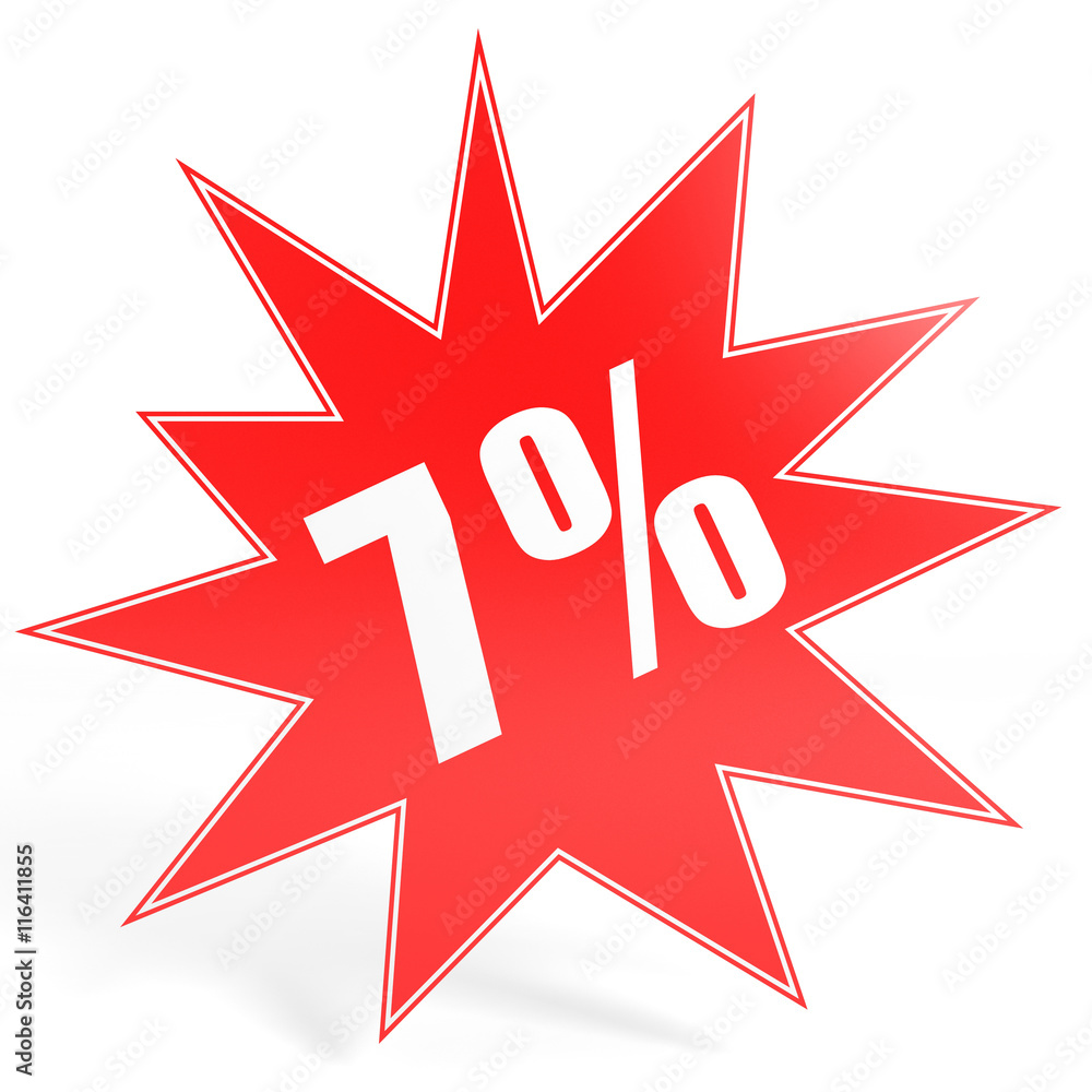 Discount 7 percent off. 3D illustration. Discount 7 percent off. 3D illustration.
