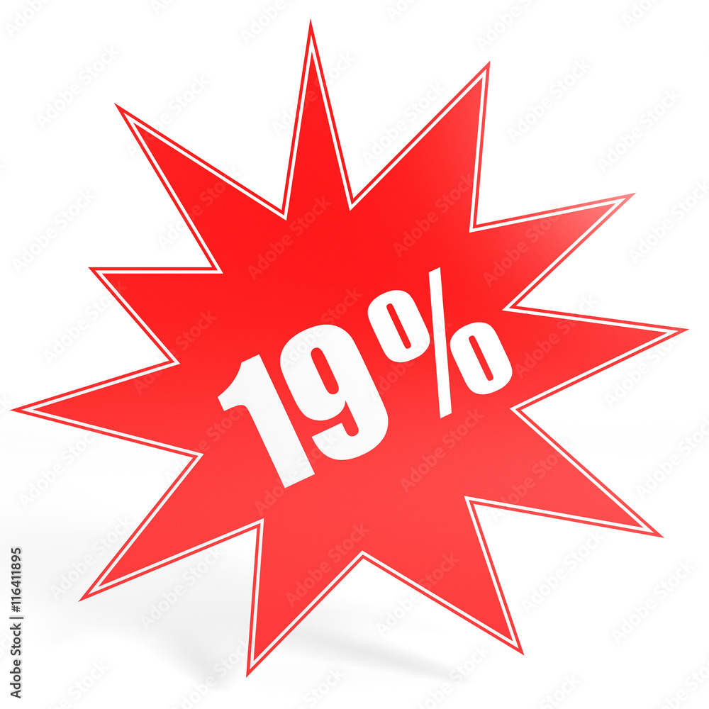 Discount 19 percent off. 3D illustration. Discount 19 percent off. 3D illustration.