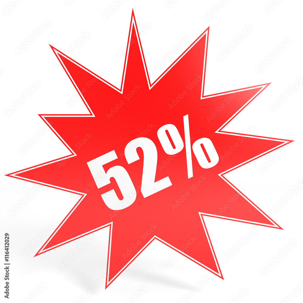 Discount 52 percent off. 3D illustration. Discount 52 percent off. 3D illustration.