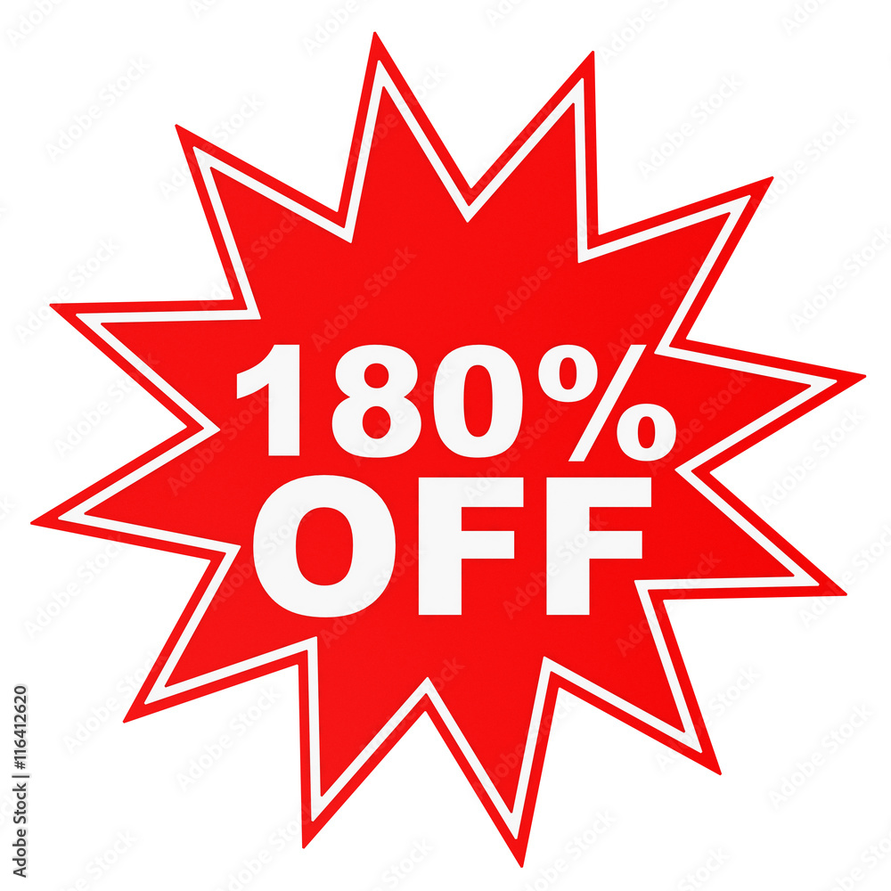 Obraz premium Discount 180 percent off. 3D illustration.