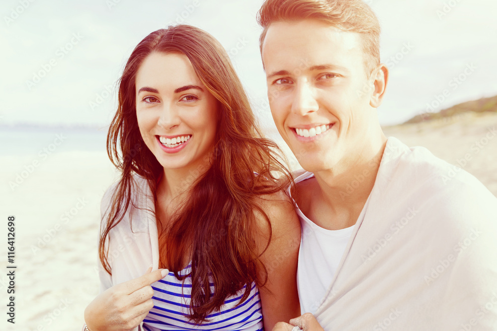 Romantic young couple on the beach Romantic young couple on the beach