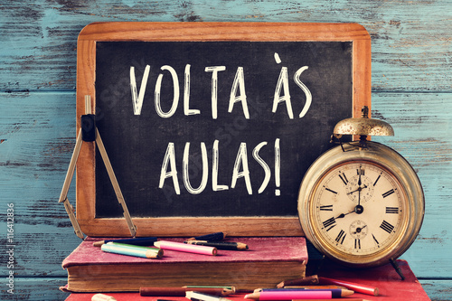 text volta as aulas, back to school in portuguese photo