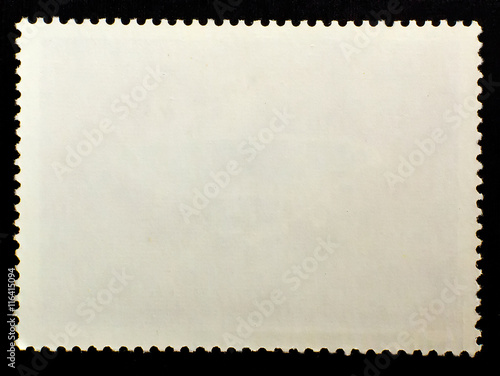 The blank Postage Stamp isolated on black background