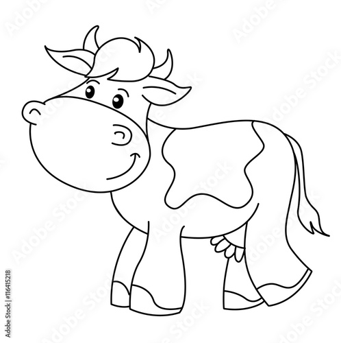 Coloring book with animals farm, cow vector