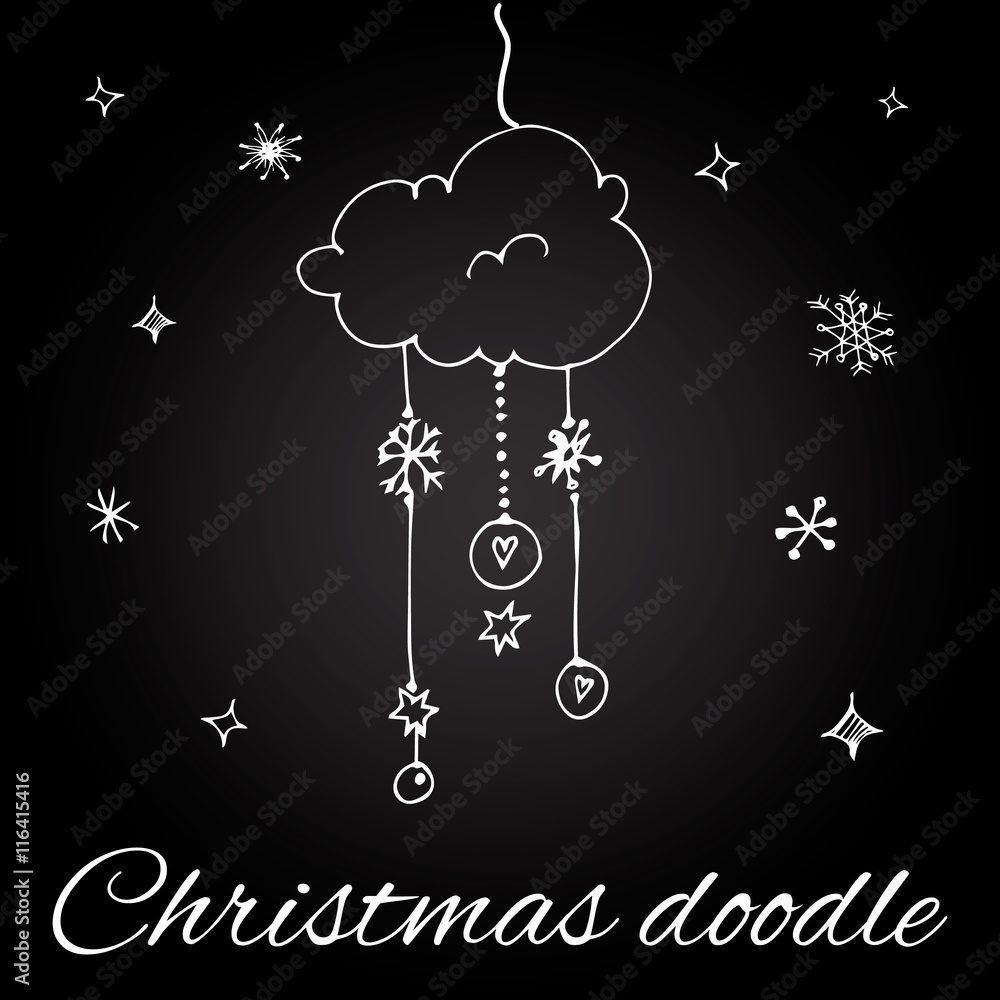 Christmas cloud in doodle style.
