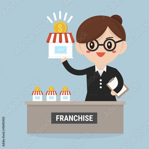 Businesswoman want to expand his business, Franchise Concept. ve