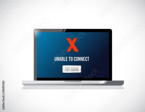 computer unable to connect message sign concept