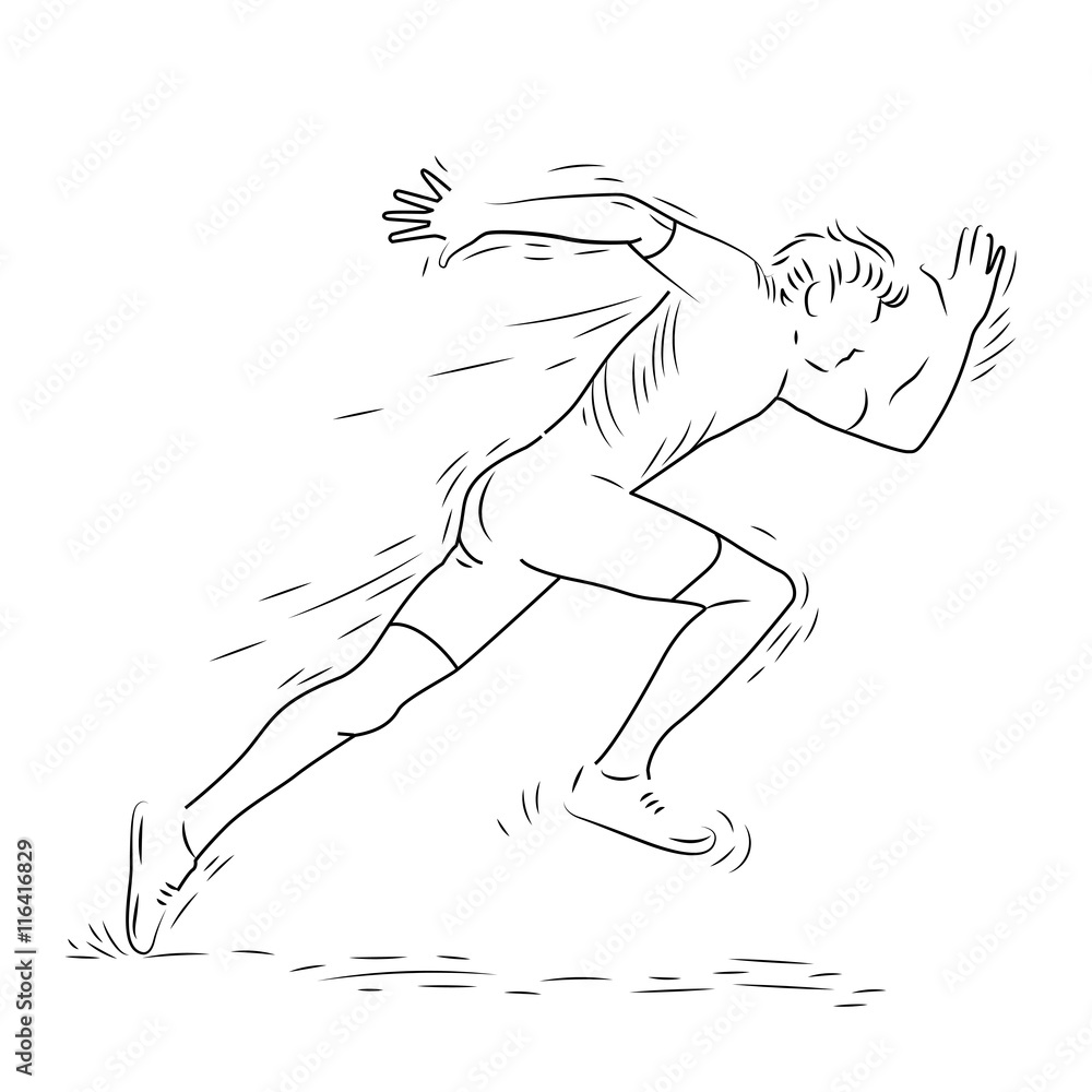 Runner in Action, Runner Sport Motion, Start Concept, Hand Drawn Sketch Runner in Action, Runner Sport Motion, Start Concept, Hand Drawn Sketch