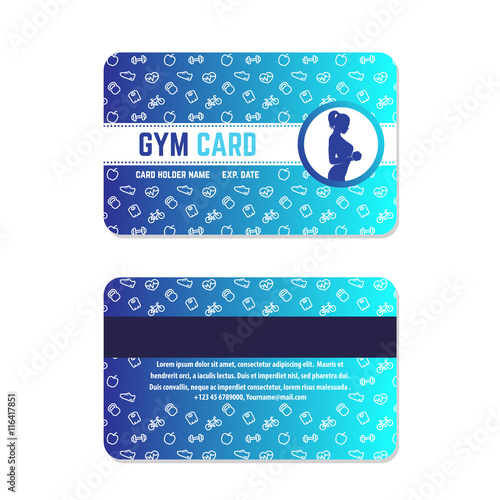 fitness club, gym card design, blue on white