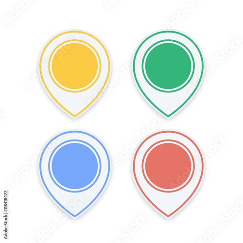 Map pointer icons on white, location, navigation marks