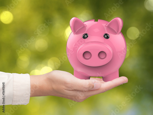 hand holding piggy bank