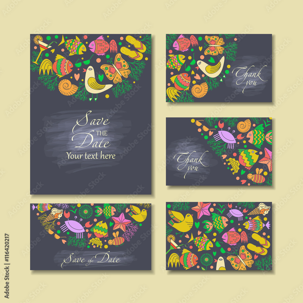 business cards with images on a summer theme