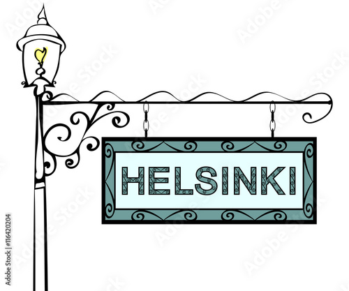 Helsinki retro pointer lamppost. Helsinki Capital of Finland tou
