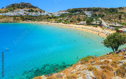 scenic Rhodes island, Lindos bay. Greece © vladimircaribb