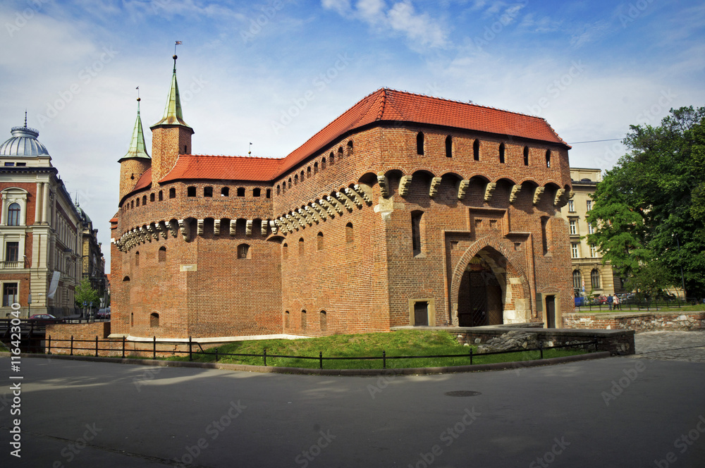 Fototapeta premium Gothic Barbican (Barbakan) in Cracow, Poland