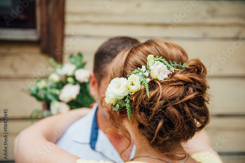 Beauty bride. Woman with hairstyle.