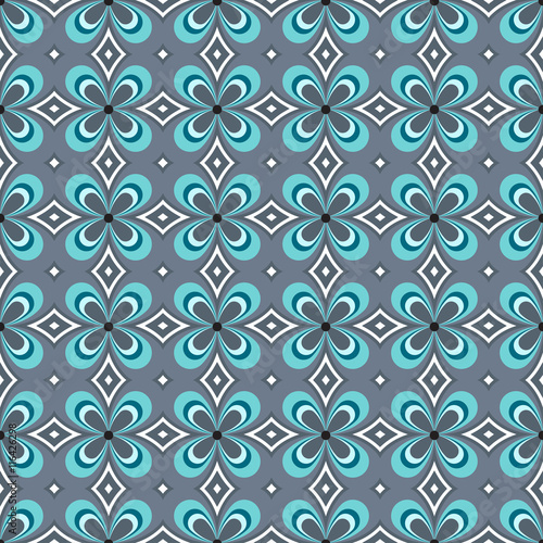 Geometric seamless pattern with stylish flower. Can be used for web, print and book design, home decor, fashion textile, wallpaper.