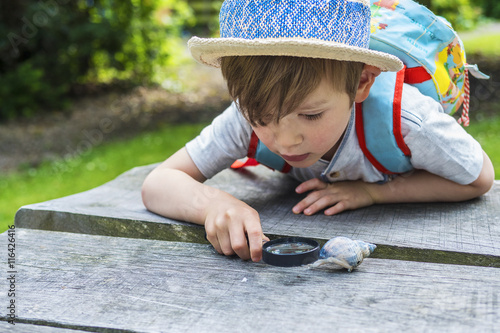 Little boy discovering nature