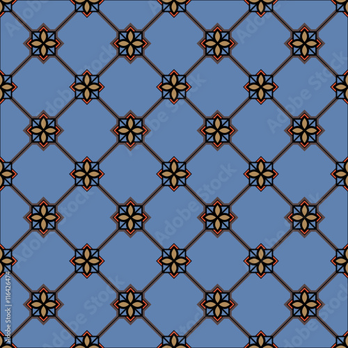 Medieval book miniature seamless pattern. Can be used for web, print and book design, home decor, fashion textile, wallpaper.