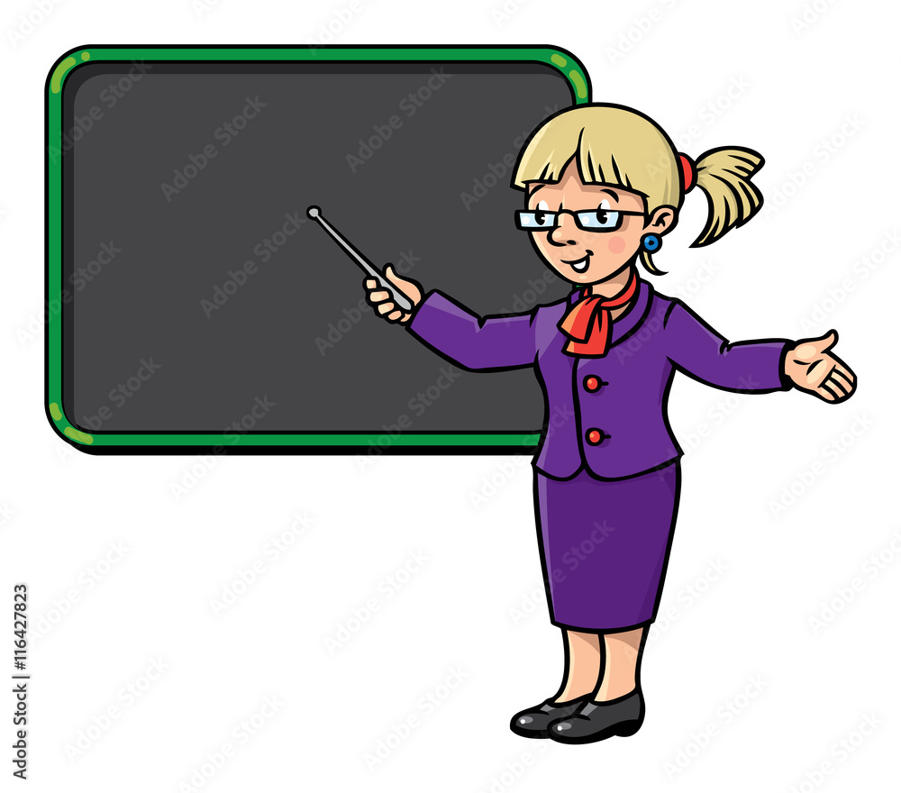 Funny teacher with pointer. Profession series. Funny teacher with pointer. Profession series.