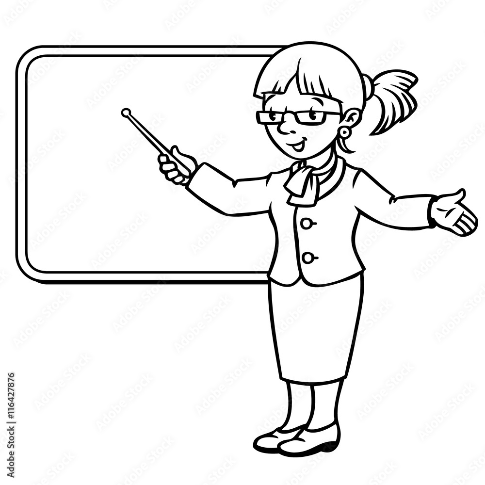 Funny teacher with pointer. Profession series. Funny teacher with pointer. Profession series.