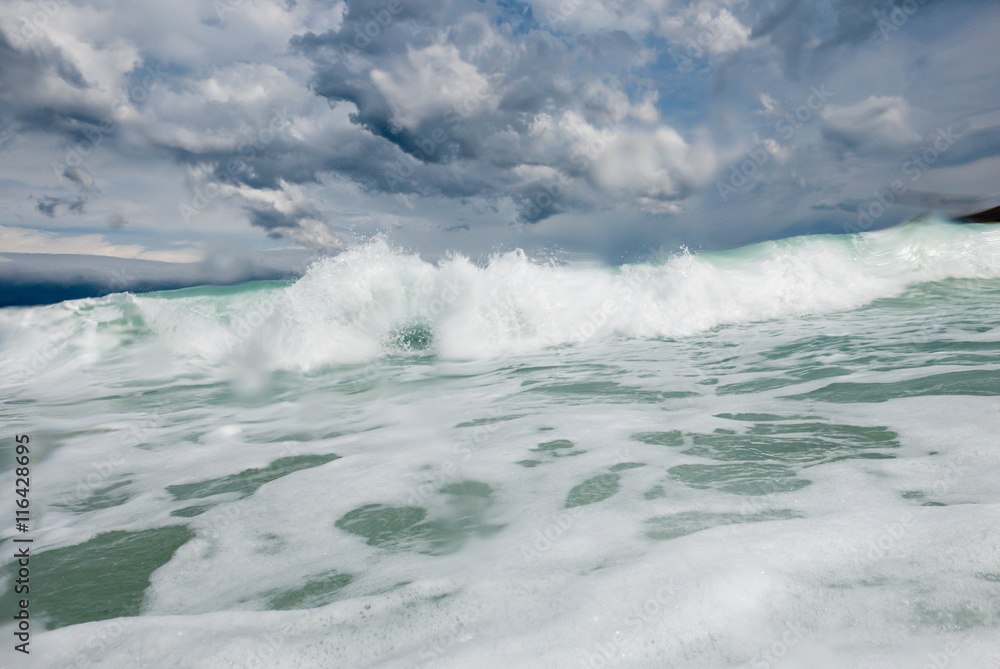 Obraz premium stormy adriatic sea in Baska, Croatia