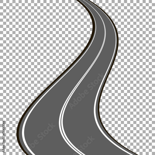 Vector curved road with white markings