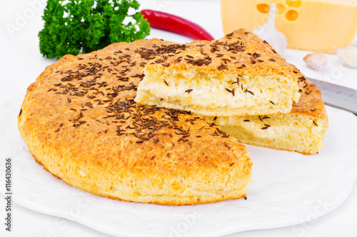 Georgian National Dish Pie with Cheese and Caraway Khachapuri