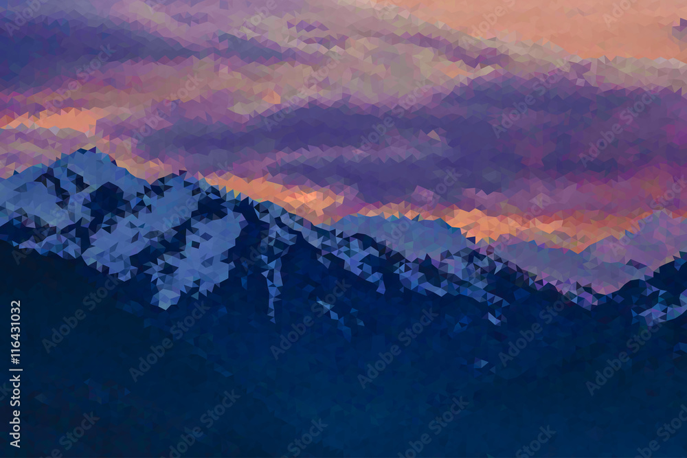 Vector abstract low polybackground, dramatic mountains