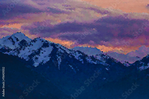 Vector abstract low polybackground, dramatic mountains
