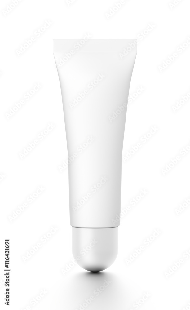 White vertical cosmetic cream tube from front angle. White vertical cosmetic cream tube from front angle.