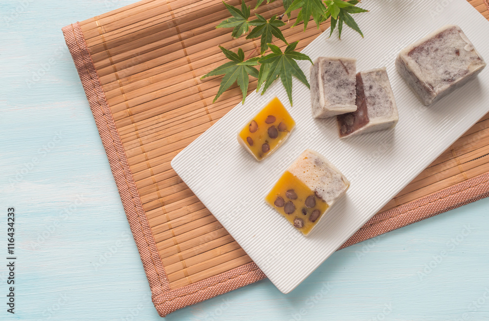 Japanese traditional sweet made with soy bean flour commonly found in Kamakura, Kanagawa Prefecture, Japan Japanese traditional sweet made with soy bean flour commonly found in Kamakura, Kanagawa Prefecture, Japan
