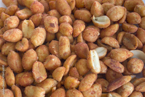 This is a photograph of Barbecue flavored peanuts