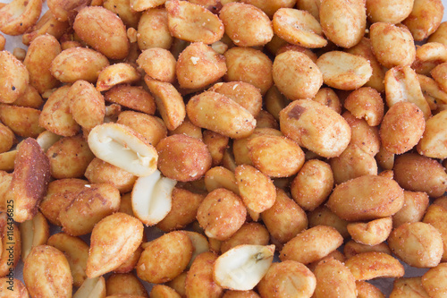 This is a photograph of Barbecue flavored peanuts