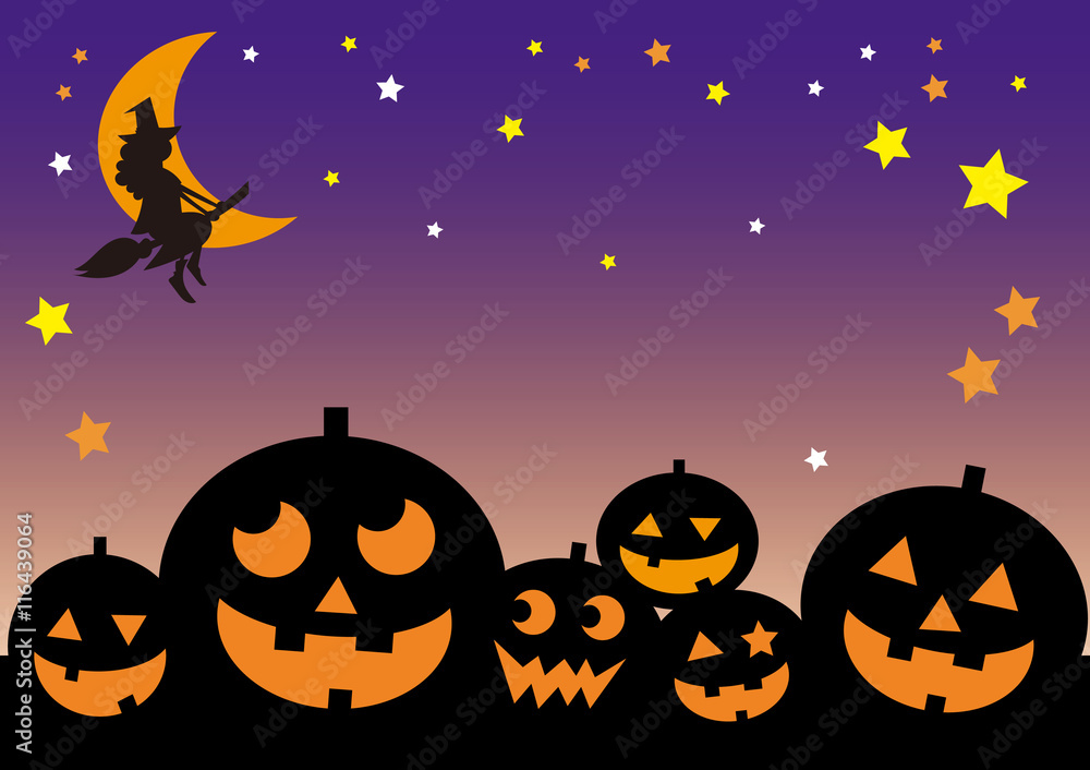 ハロウィン素材 ジャックオーランタン 魔女 ハロウィン素材 ジャックオーランタン 魔女
