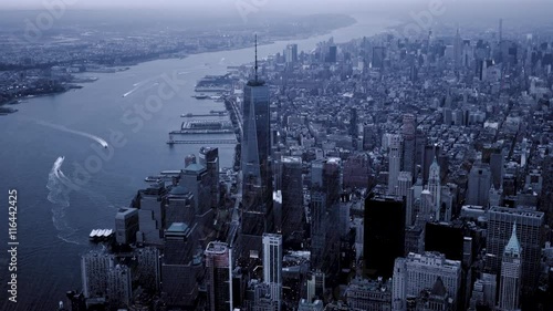 Aerial view of new york city skyline. cityscape metropolis. 