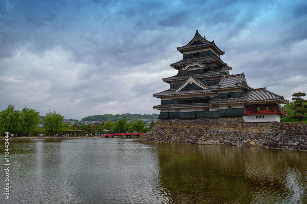 Matsumoto Castle, Nagano, Japan, one of Japan's premier historic castles, along with Himeji Castle and Kumamoto Castle. The building is also known as the 