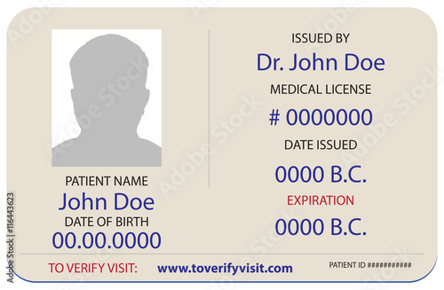 Sample of the patient is identification card